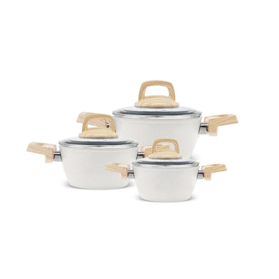 Karaca Swiss Crystal 6 Pieces Midi Pan and Cookware Set - Cream