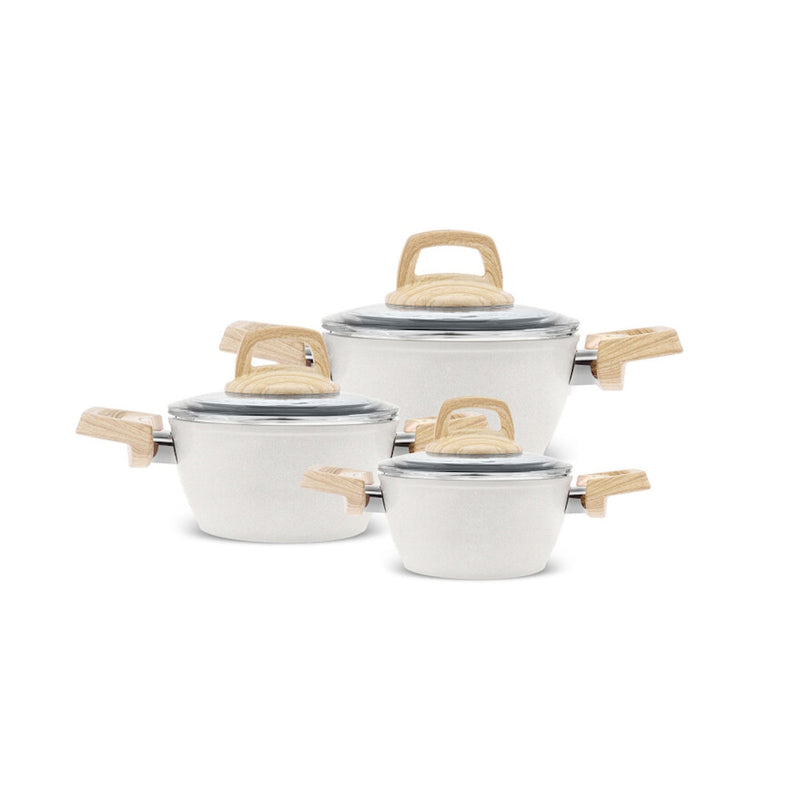 Karaca Swiss Crystal 6 Pieces Midi Pan and Cookware Set - Cream