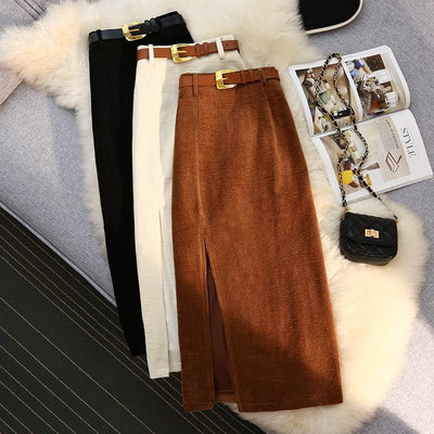 High Waist A-Line Corduroy Skirt